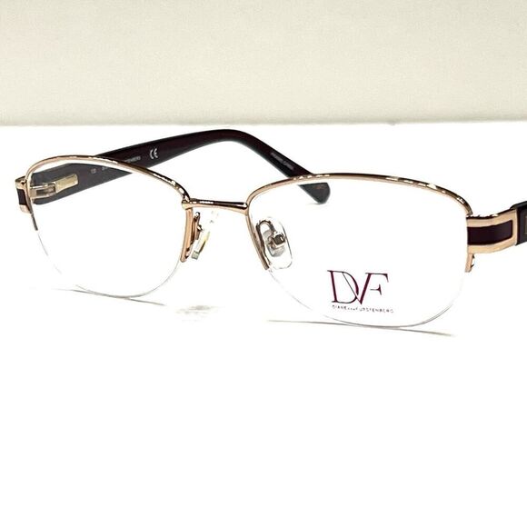NEW Diane von Furstenberg DVF 8039 601 Glossy Gold Eyeglass Half Frame 50-17-135 - Picture 1 of 6